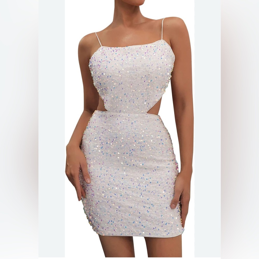 White Sparkling Sequin Dress